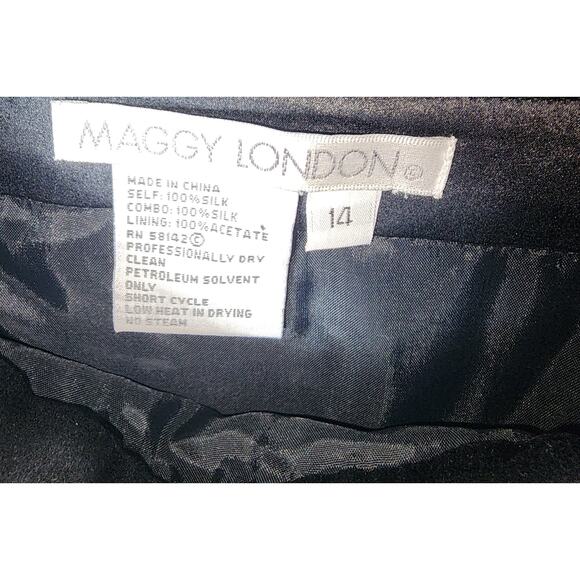 VTG Y2K Maggy London 14 Black Silk Thin Strap Babydoll Embroidered Sequin Dress - Picture 6 of 6